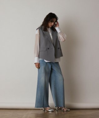 GRACE CONTINENTAL コンビデニムワイドパンツ グレー