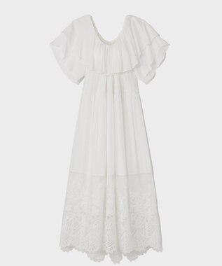 GRACE CONTINENTAL ラッフルレース切替マキシ ホワイト