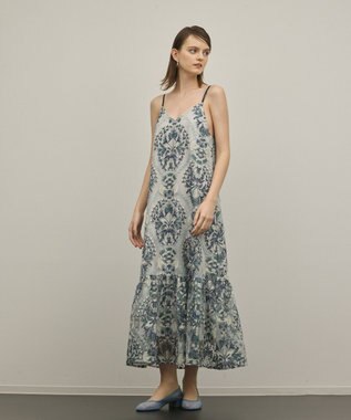 GRACE CONTINENTAL オーナメントembワンピース ブルー