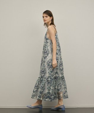 GRACE CONTINENTAL オーナメントembワンピース ブルー