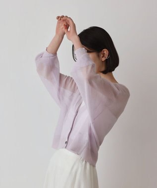 GRACE CONTINENTAL シアージョーゼットカーディガン ラベンダー