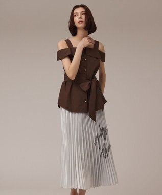 GRACE CONTINENTAL コラボロングプリーツスカート シルバー