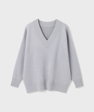 GRACE CONTINENTAL ラメVネックニットトップ グレー