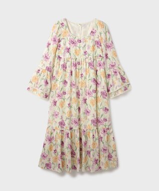 GRACE CONTINENTAL ボタニカルプリントティアードワンピース イエロー