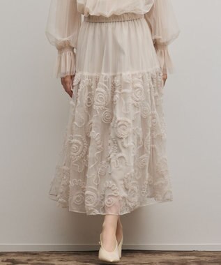 GRACE CONTINENTAL 刺繍チュールスカート キナリ