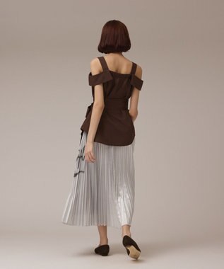 GRACE CONTINENTAL コラボロングプリーツスカート シルバー