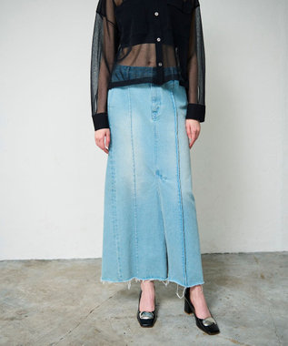 GRACE CONTINENTAL デニムタイトロングスカート サックス