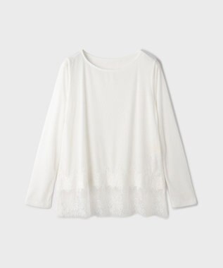 GRACE CONTINENTAL レースヘムテレコカットトップ ホワイト