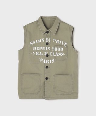 GRACE CONTINENTAL ヘリンボーンツイルジレ カーキ