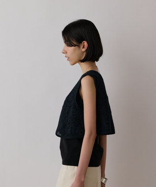 GRACE CONTINENTAL メッシュembジレ ブラック