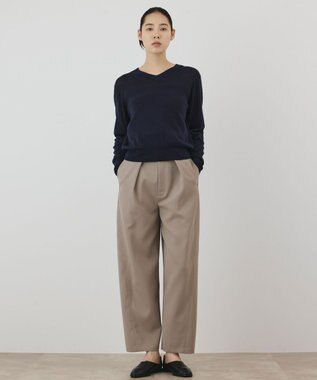 GRACE CONTINENTAL バイカラーウールニットトップ ネイビー