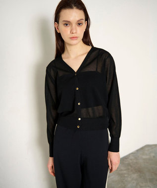 GRACE CONTINENTAL ラインVネックニットカーディガン ブラック