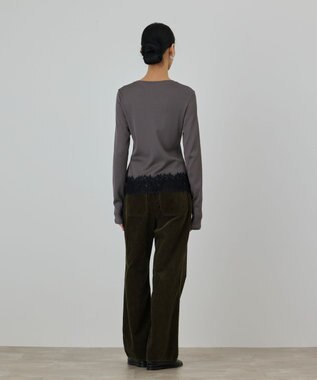 GRACE CONTINENTAL レースヘムカットトップ グレー