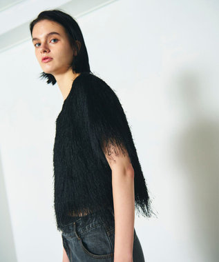 GRACE CONTINENTAL フリンジトップ ブラック