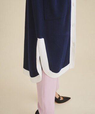 【グレースクラス】未使用 パール バイカラー リブ ロング カーディガン Perfect Suit FActory カーディガン バイカラー ニット