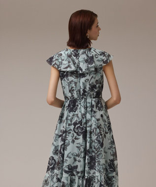 GRACE CONTINENTAL フラワープリントフリルワンピース グリーン