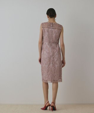 GRACE CONTINENTAL コ－ド刺繍タイトドレス ピンク