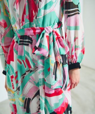 GRACE CONTINENTAL アールデコリゾートプリントワンピース ピンク