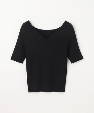 GRACE CONTINENTAL リブカシュクールニットトップ ブラック