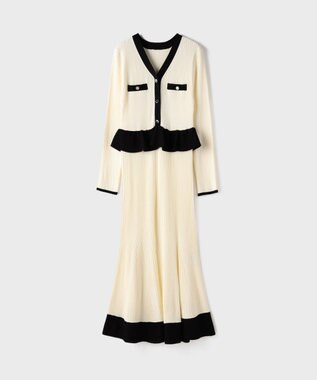 GRACE CONTINENTAL バイカラーニットワンピース ホワイト