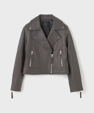 GRACE CONTINENTAL ラムレザーライダースジャケット チャコール
