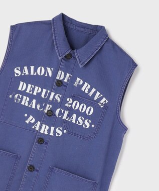 GRACE CONTINENTAL ヘリンボーンツイルジレ ネイビー