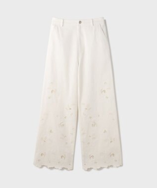 GRACE CONTINENTAL カットワークフレアパンツ ホワイト