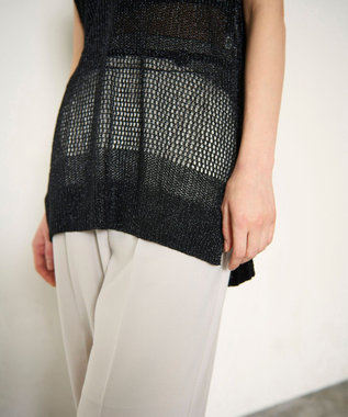 GRACE CONTINENTAL ラメメッシュニットトップ ブラック