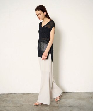 GRACE CONTINENTAL ラメメッシュニットトップ ブラック