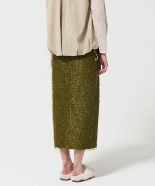 GRACE CONTINENTAL フリンジジャガードタイトスカート カーキ