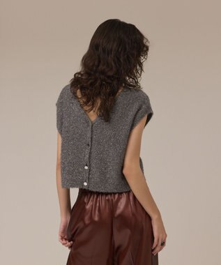 GRACE CONTINENTAL ショートフェザーニットトップ グレー