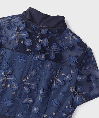 GRACE CONTINENTAL フラワ－フレアドレス ネイビー