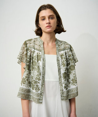 GRACE CONTINENTAL バンダナフレアスリーブブラウス カーキ