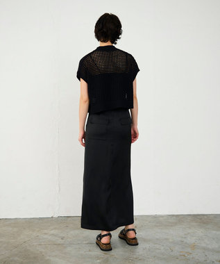 GRACE CONTINENTAL サテンストレートスカート ブラック