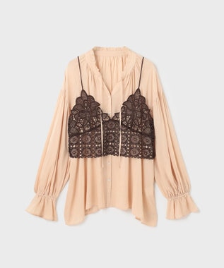 GRACE CONTINENTAL レースキャミ付カフタンブラウス ピンク