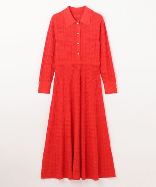 GRACE CONTINENTAL ウェーブニットワンピース レッド