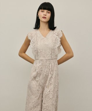 GRACE CONTINENTAL コードレースサロペット ベージュ