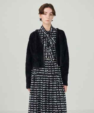 GRACE CONTINENTAL フェザーzipニットカーディガン ブラック