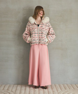 GRACE CONTINENTAL ツイードコンビショートブルゾン ピンク