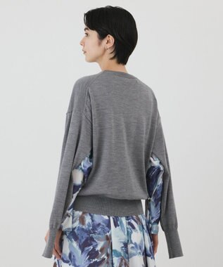 GRACE CONTINENTAL ウールスリットニットトップ グレー
