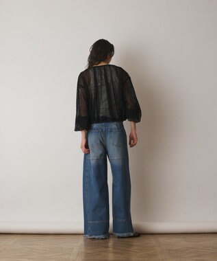 GRACE CONTINENTAL メッシュギャザーブルゾン ブラック