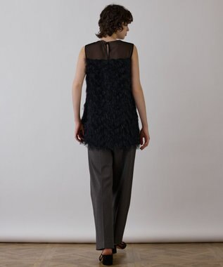 GRACE CONTINENTAL シアーフリンジノースリーブ ブラック