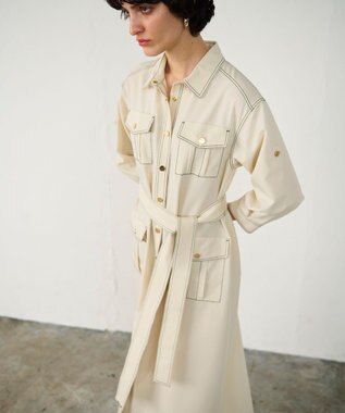 GRACE CONTINENTAL 配色ステッチワークシャツワンピース キナリ