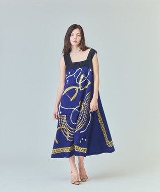 GRACE CONTINENTAL ジュエリーモチーフドレス ブルー