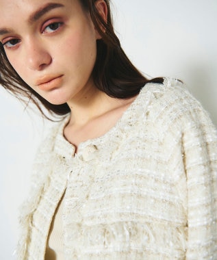 GRACE CONTINENTAL フリンジドルマンジャケット キナリ