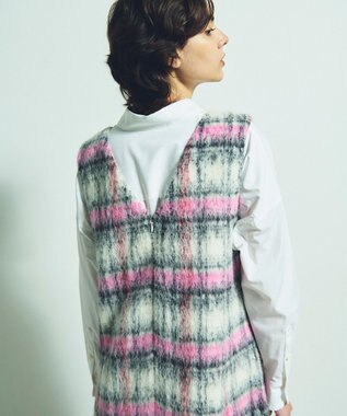 GRACE CONTINENTAL シャギーチェックジャンパースカート ピンク