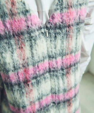 GRACE CONTINENTAL シャギーチェックジャンパースカート ピンク