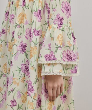 GRACE CONTINENTAL ボタニカルプリントティアードワンピース イエロー