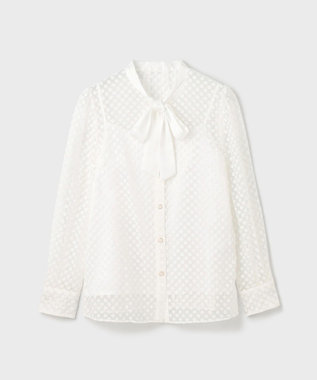 GRACE CONTINENTAL ドットオパールタイ付ブラウス ホワイト