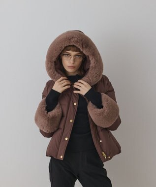 GRACE CONTINENTAL エコファーショートダウンジャケット ブラウン